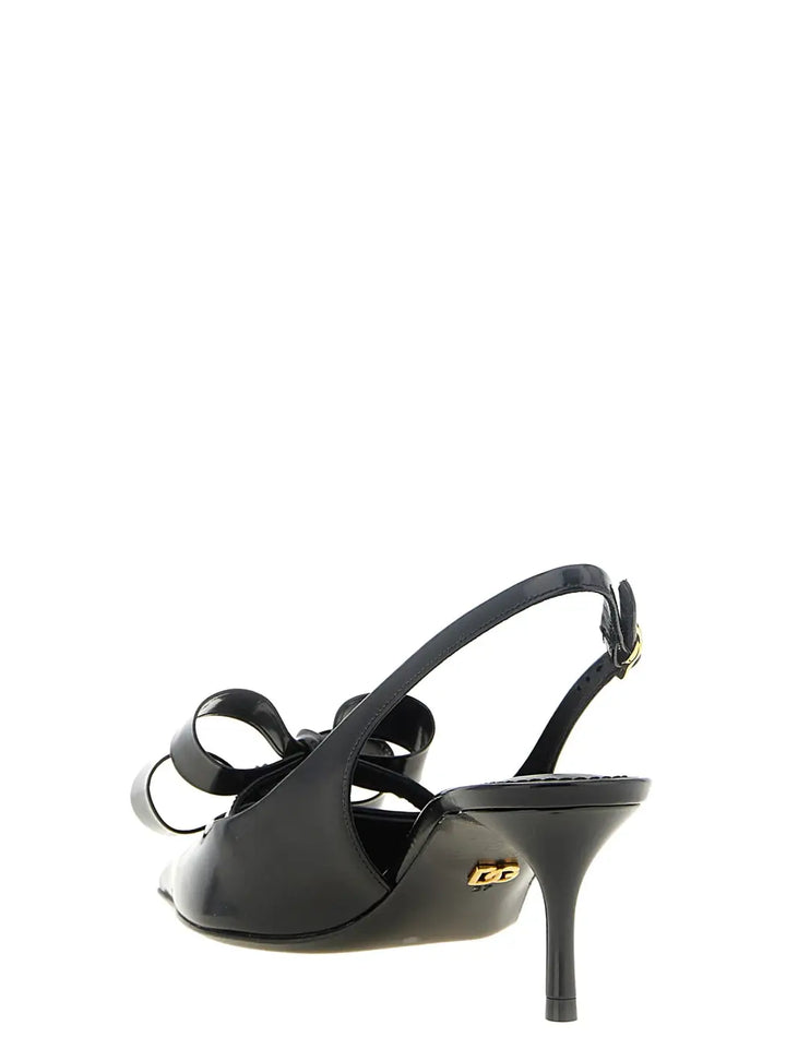 Dolce &amp; Gabbana Black Calfskin Mid Heel Pumps