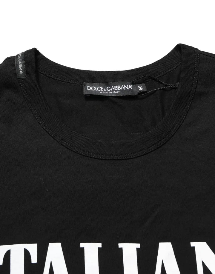 Dolce &amp; Gabbana Black Camouflage Graphic Cotton Crewneck T-shirt