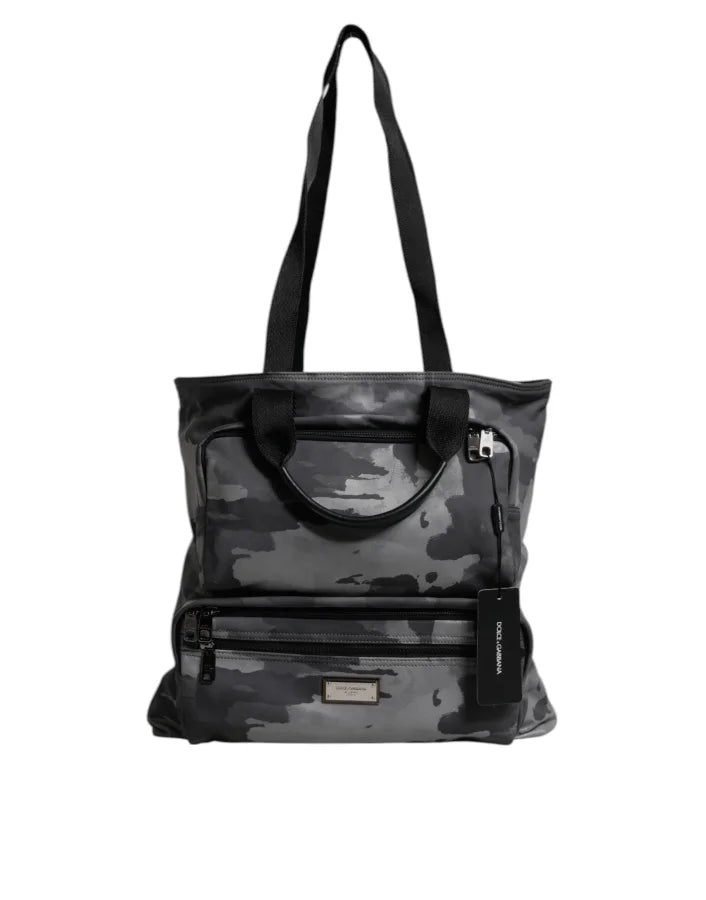 Dolce & Gabbana Black Camouflage Shoulder Strap Logo Plaque Bag