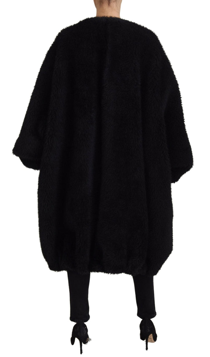 Dolce &amp; Gabbana Overcoats - Black Cashmere Blend Faux Fur Coat Jacket