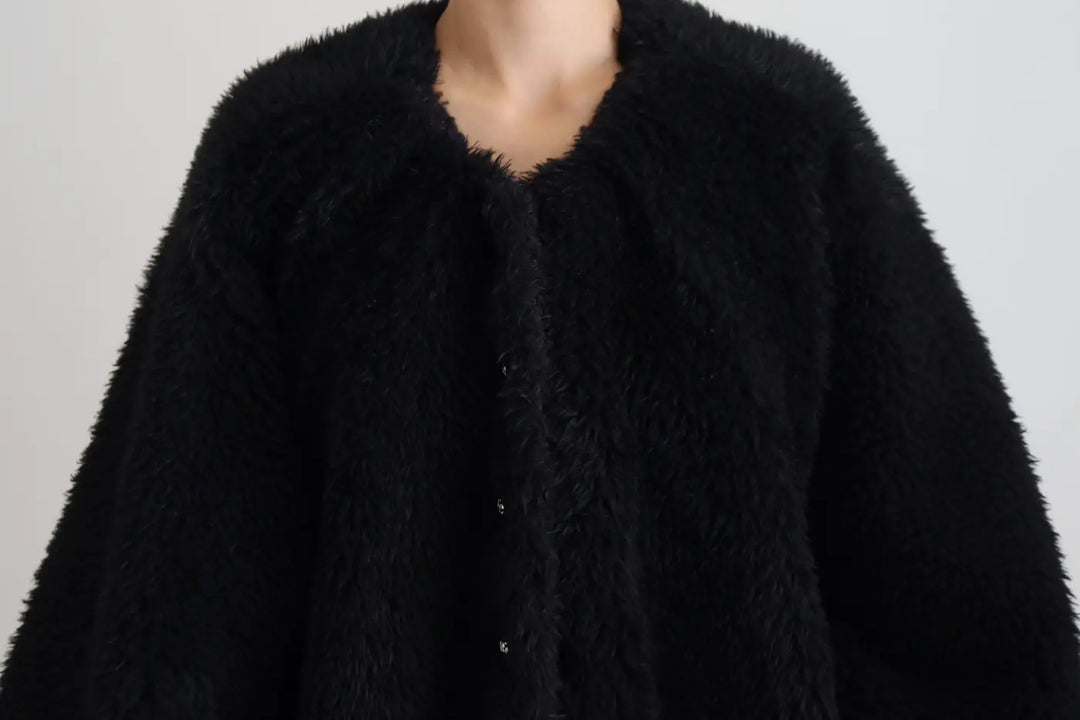 Dolce &amp; Gabbana Black Cashmere Blend Faux Fur Coat Jacket