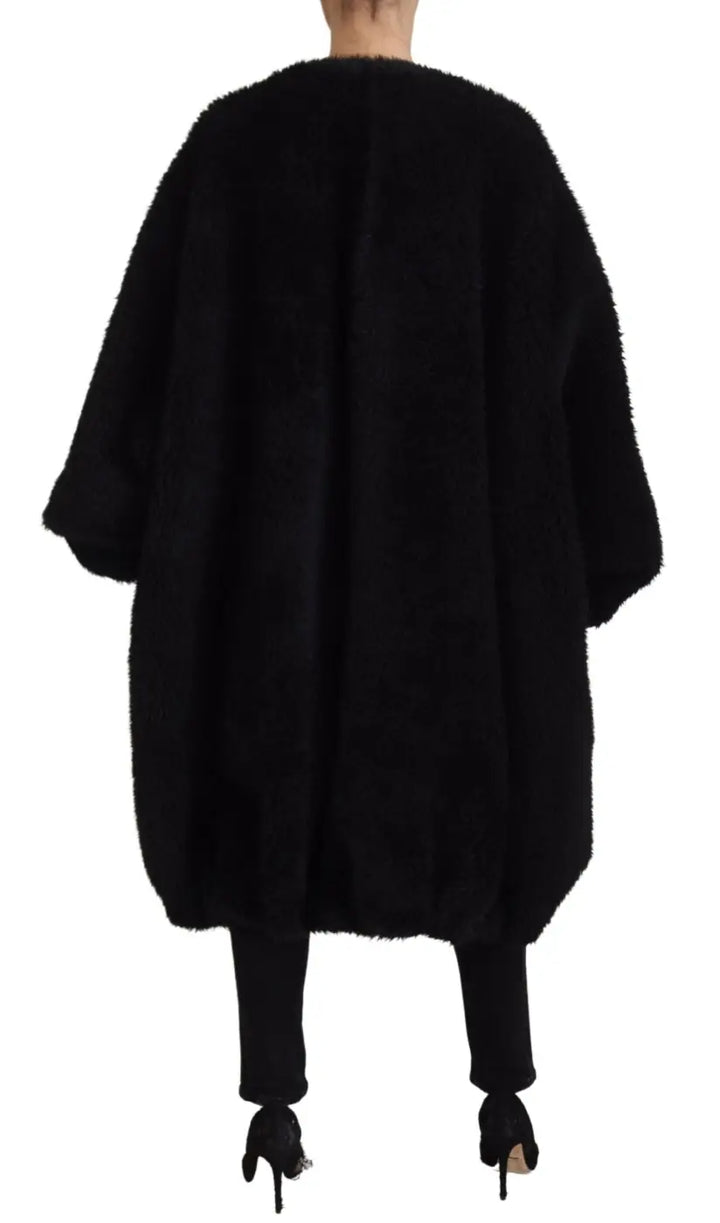 Dolce &amp; Gabbana Black Cashmere Blend Faux Fur Coat Jacket