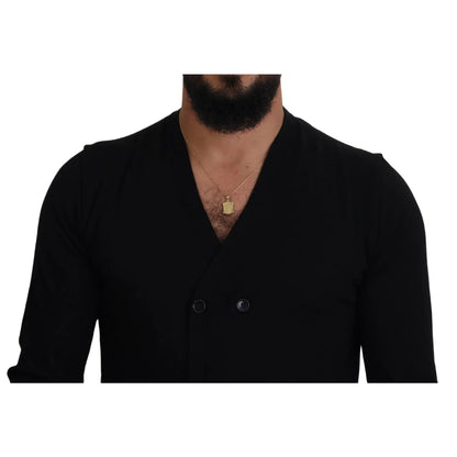 Dolce and Gabbana Black Cashmere Button Cardigan Sweater &