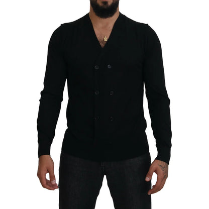 Dolce and Gabbana Black Cashmere Button Cardigan Sweater &