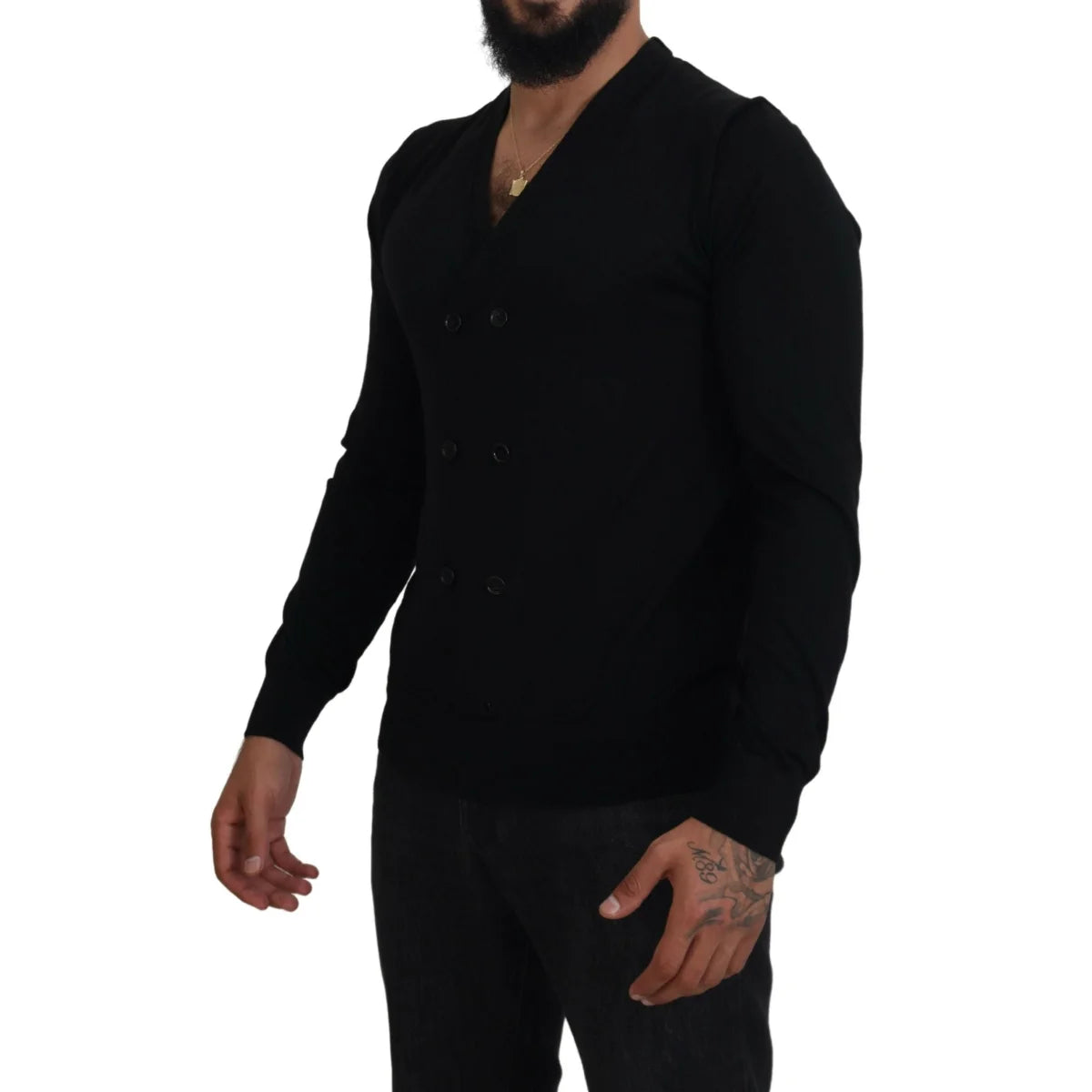 Dolce and Gabbana Black Cashmere Button Cardigan Sweater &