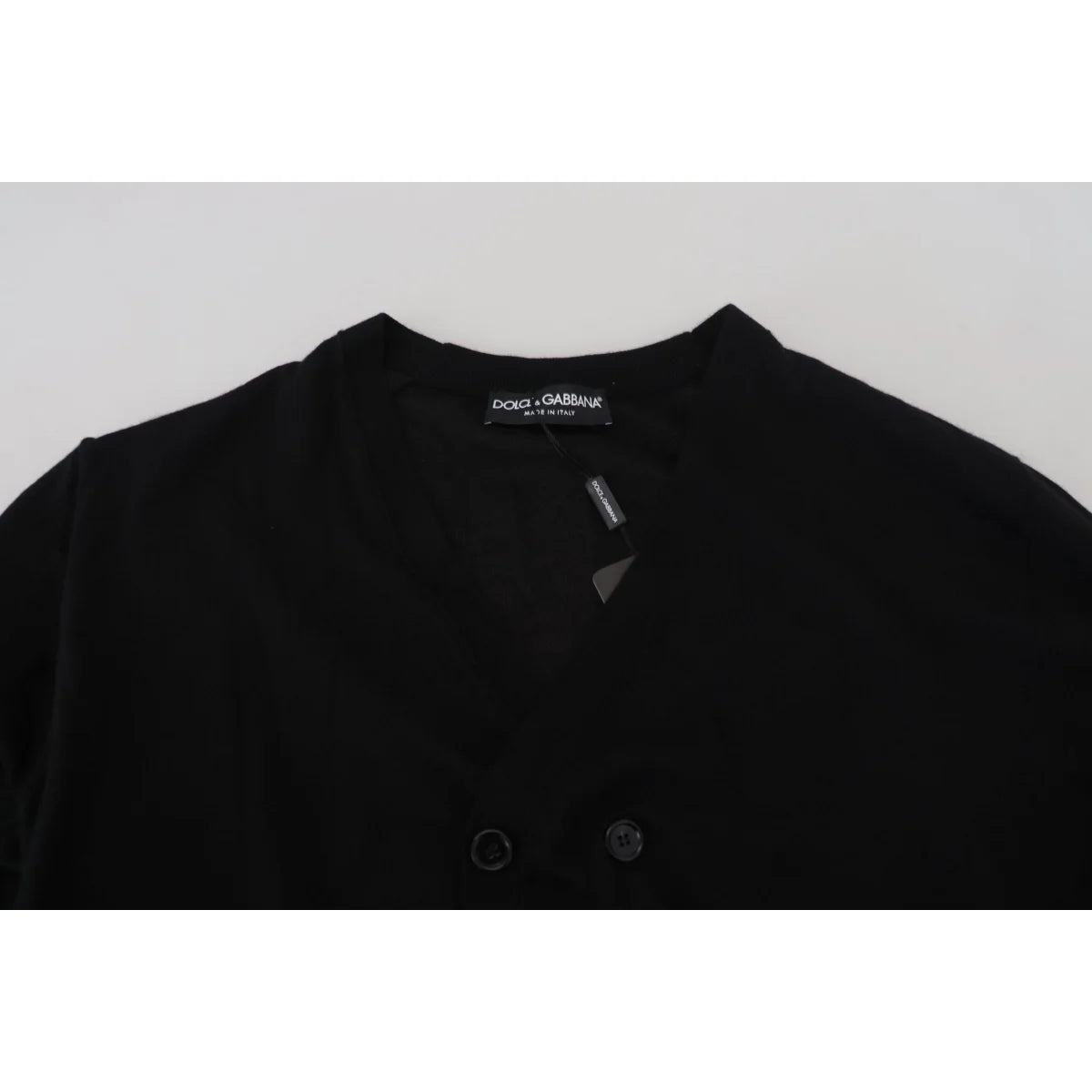 Dolce and Gabbana Black Cashmere Button Cardigan Sweater &