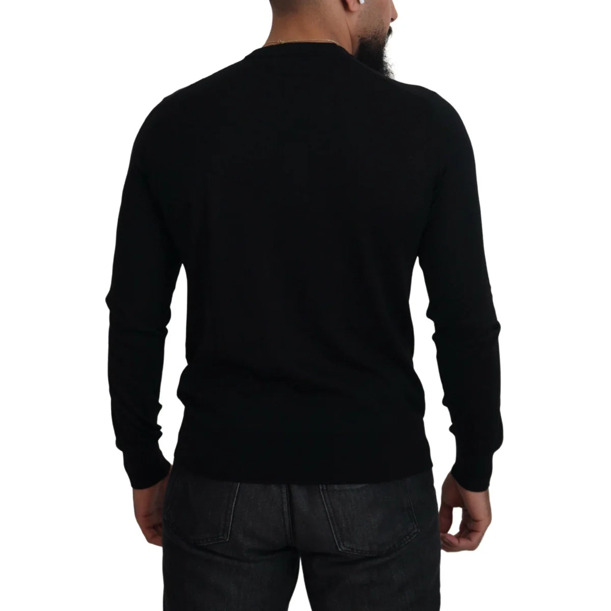 Dolce & Gabbana Black Cashmere Button Cardigan Sweater Luxury Style