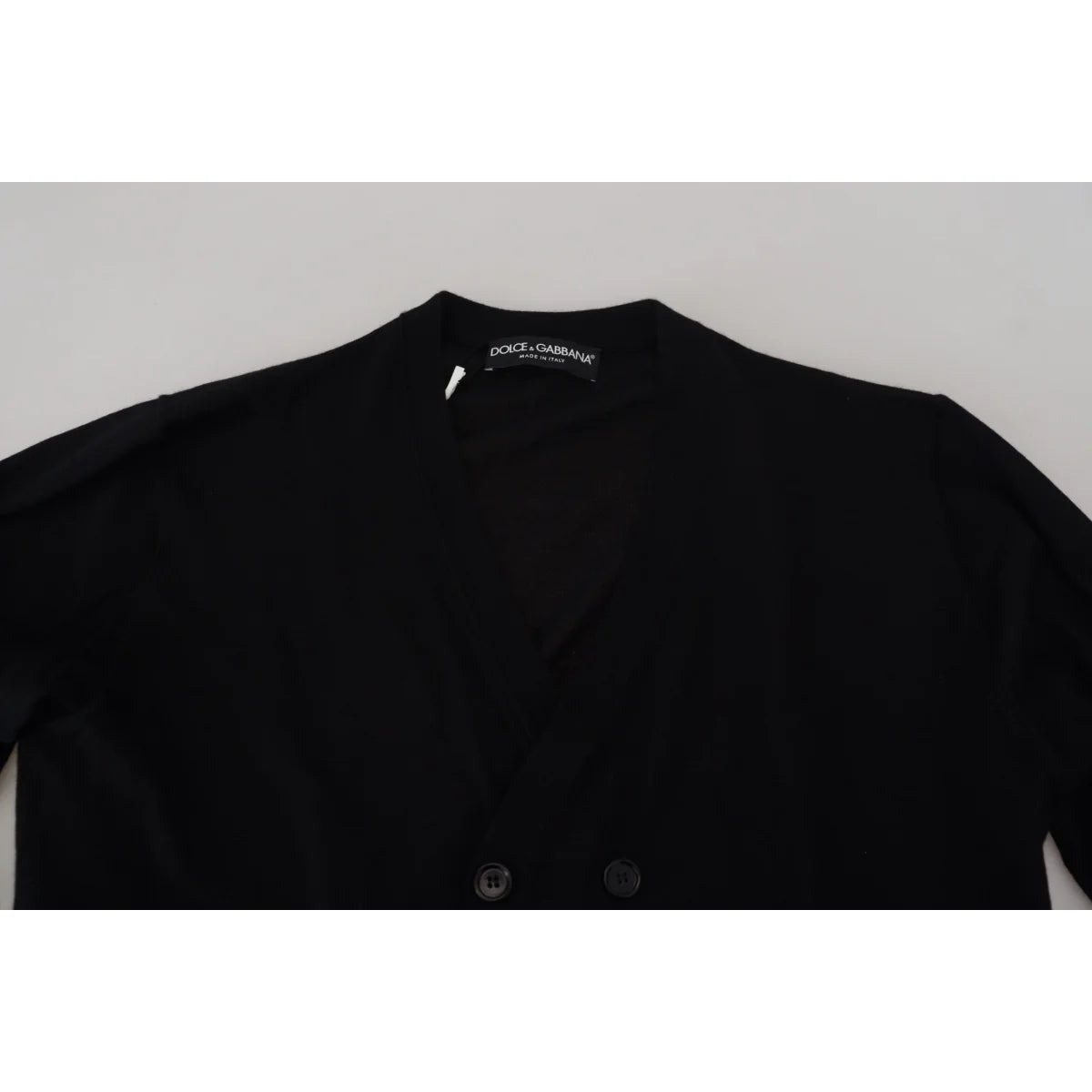 Dolce & Gabbana Black Cashmere Button Cardigan Sweater Luxury Style