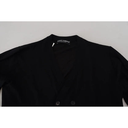 Dolce & Gabbana Black Cashmere Button Cardigan Sweater Luxury Style