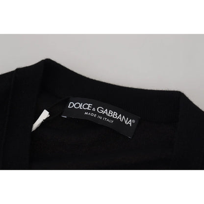 Dolce & Gabbana Black Cashmere Button Cardigan Sweater Luxury Style