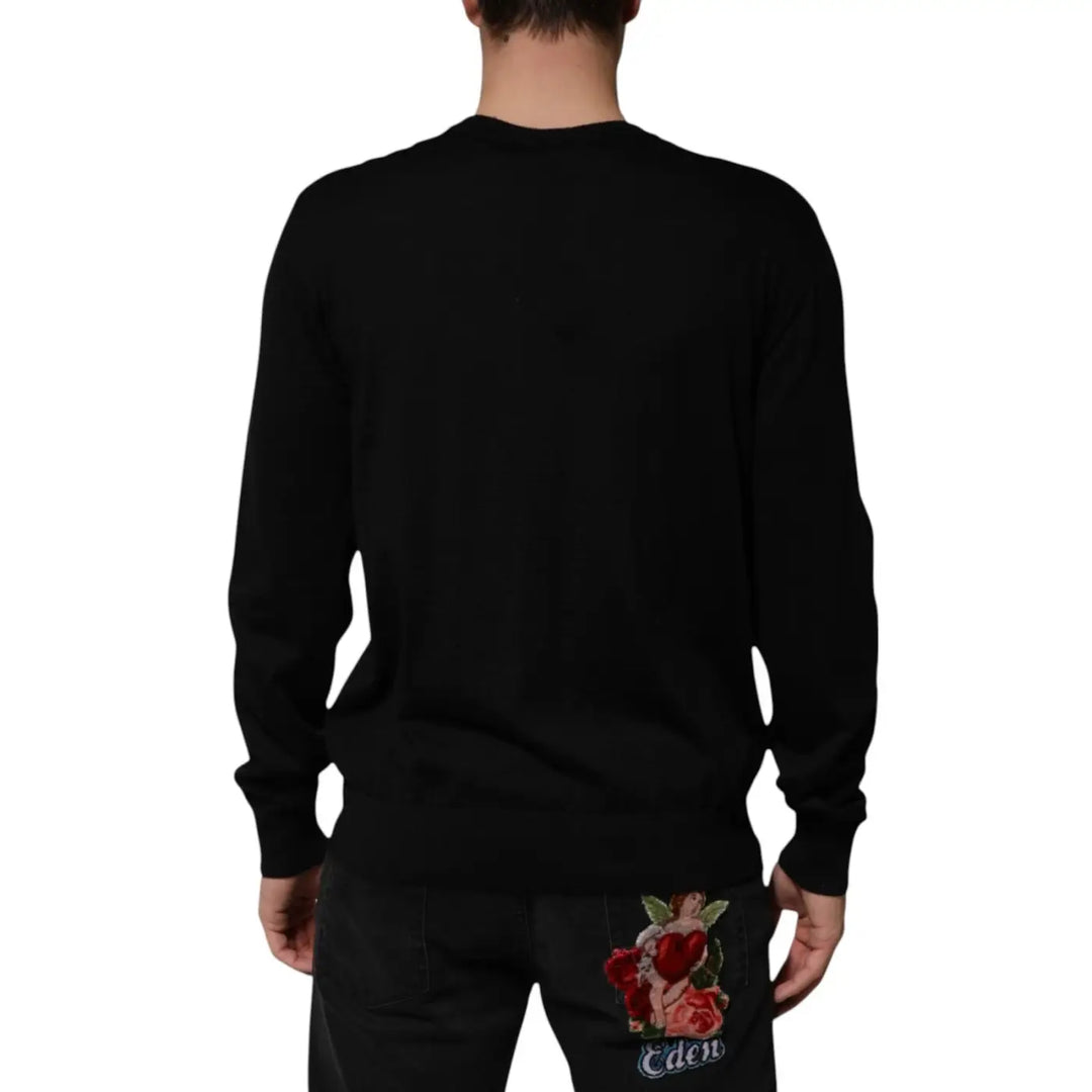 Dolce &amp; Gabbana Black Cashmere Cherub Print Baroque Sweater
