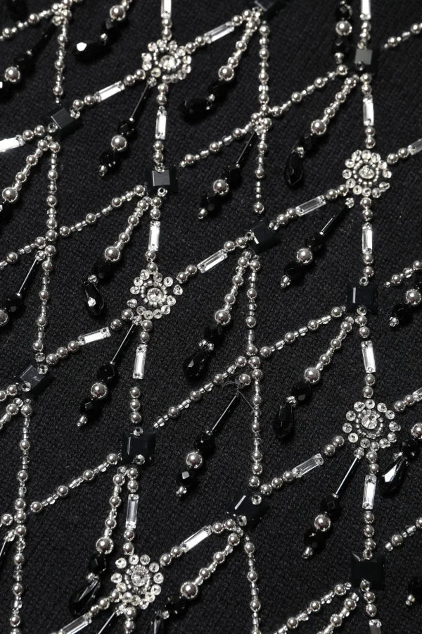 Dolce & Gabbana Black Cashmere Embellished Long Sleeves Top