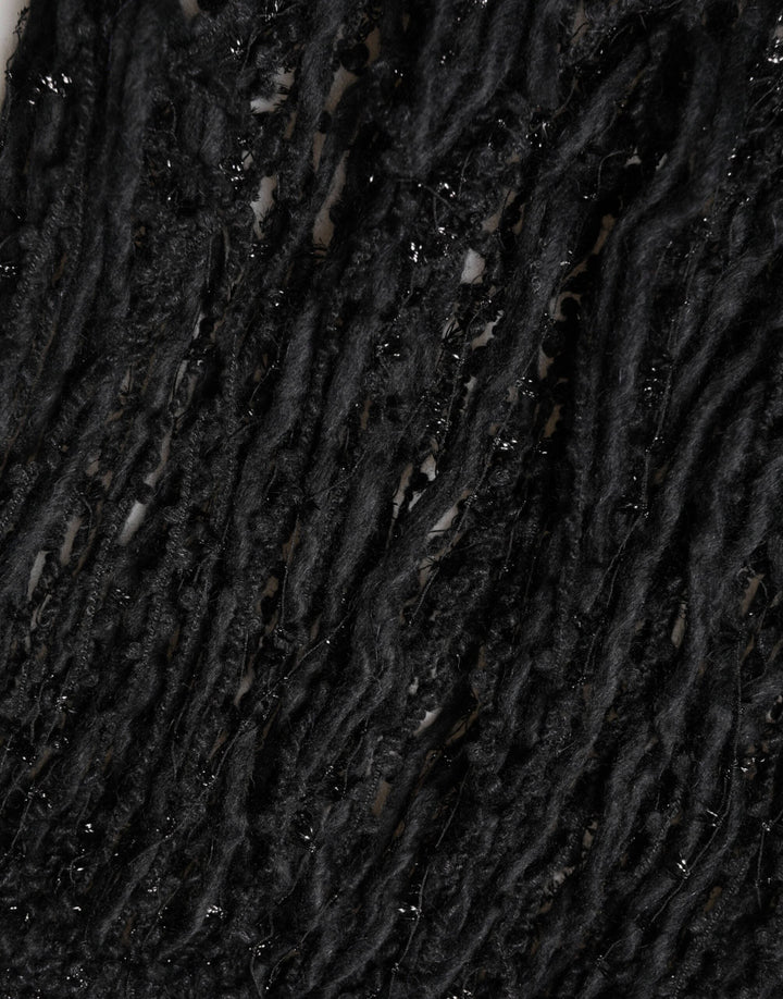 Dolce &amp; Gabbana Black Cashmere Knit Shawl Fringes Scarf