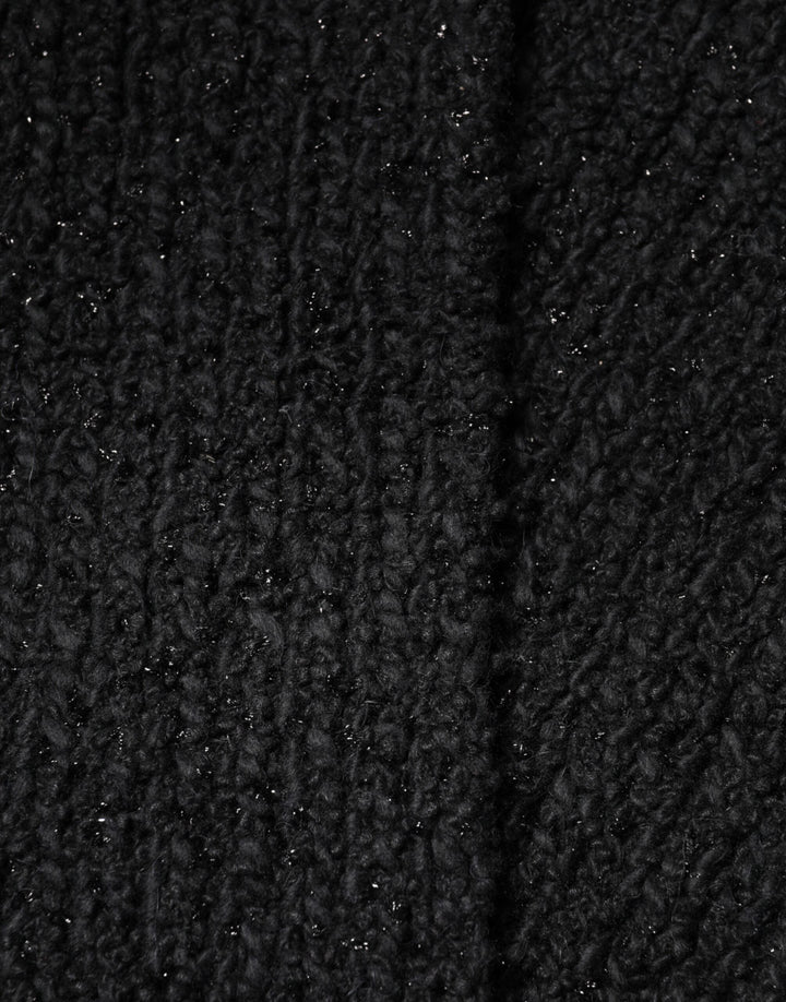 Dolce &amp; Gabbana Black Cashmere Knit Shawl Fringes Scarf