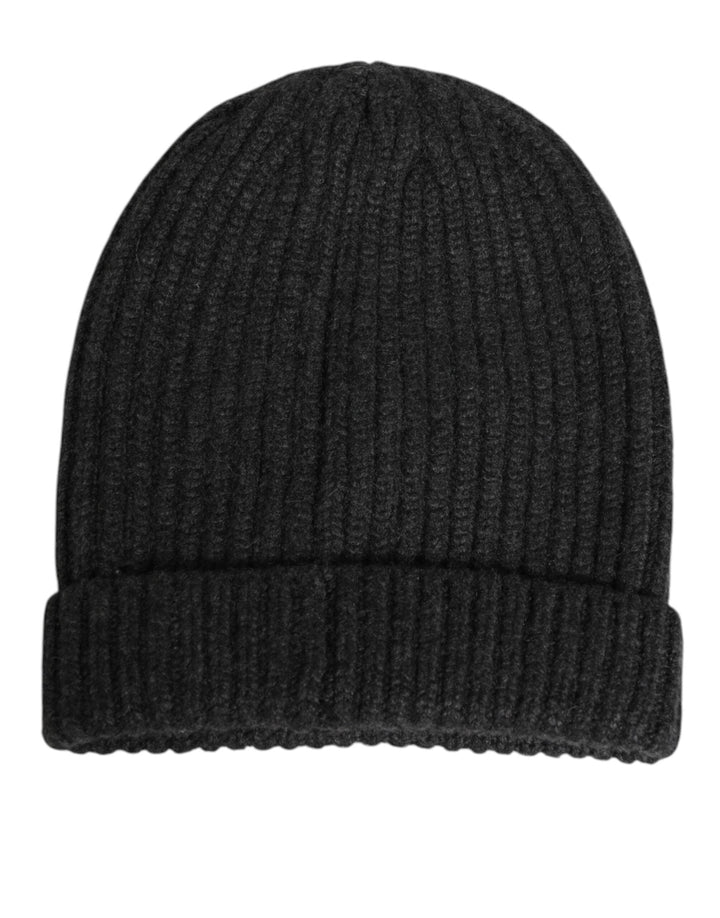 Dolce &amp; Gabbana Black Cashmere Knitted Beanie Men Capello Hat