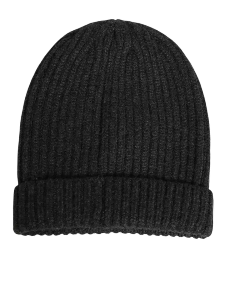 Dolce &amp; Gabbana Black Cashmere Knitted Beanie Men Capello Hat