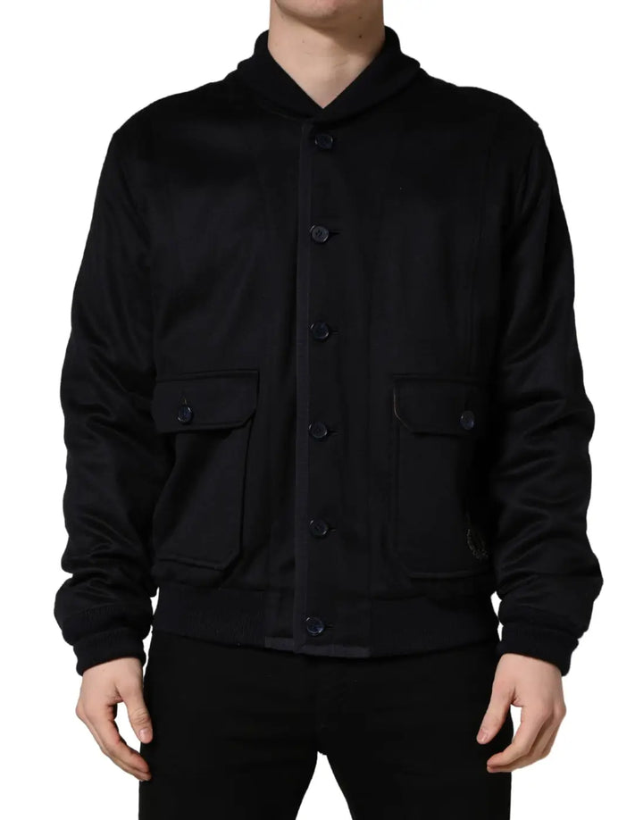 Dolce &amp; Gabbana Black Cashmere Knitted Button Down Jacket