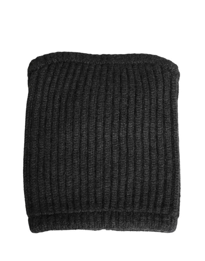 Dolce & Gabbana Black Cashmere Knitted Men Winter Neck Warmer Hat