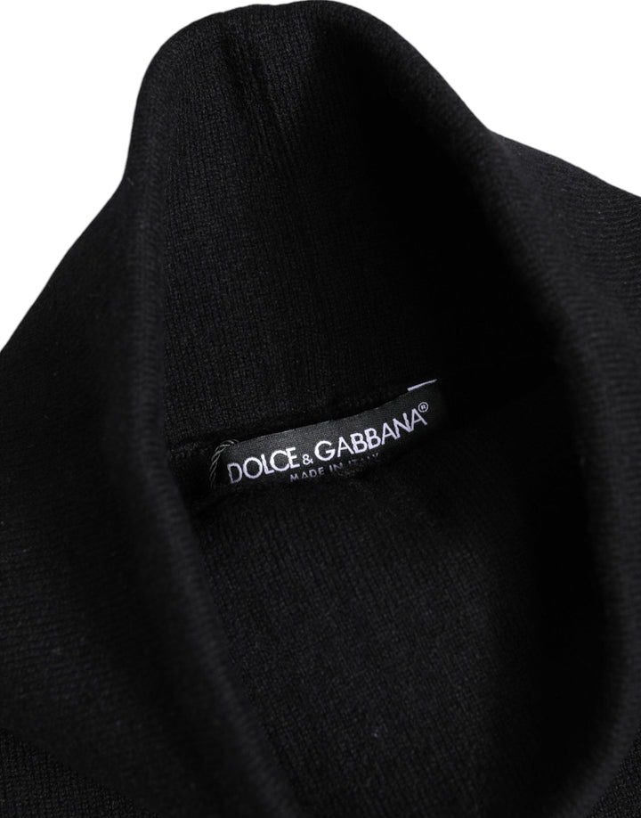 Dolce &amp; Gabbana Black Cashmere Knitted Neck Warmer Foulard Scarf