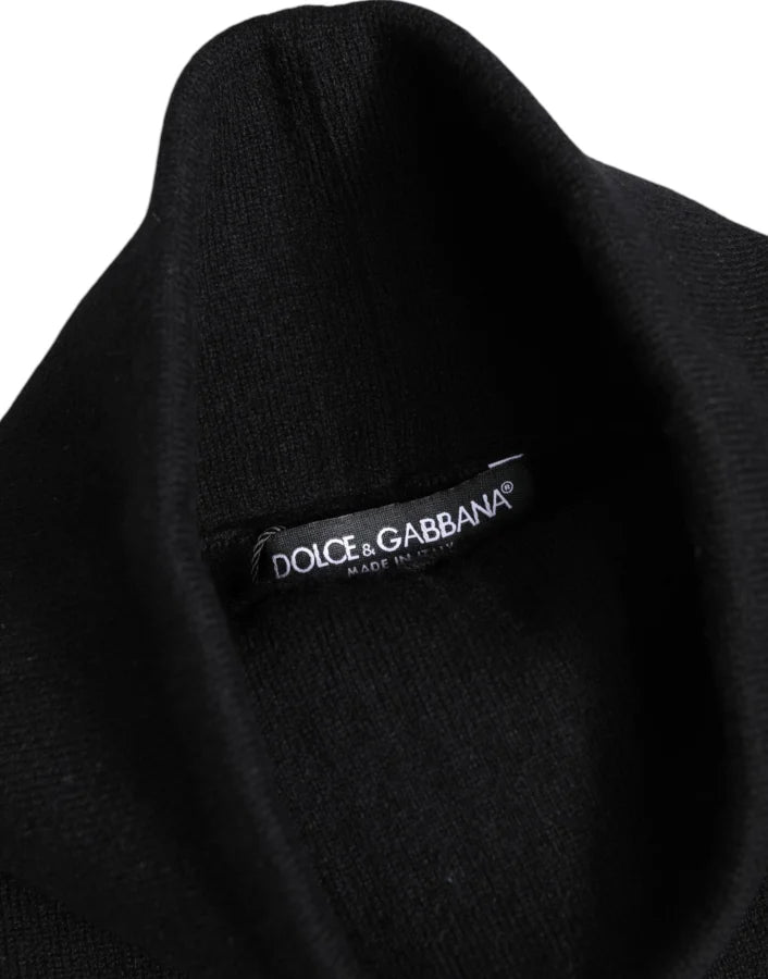 Dolce & Gabbana Black Cashmere Knitted Neck Warmer Foulard Scarf