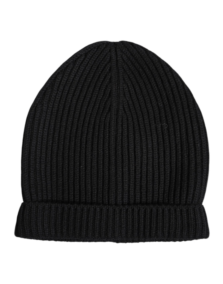 Dolce &amp; Gabbana Black Cashmere Knitted Winter Beanie Hat