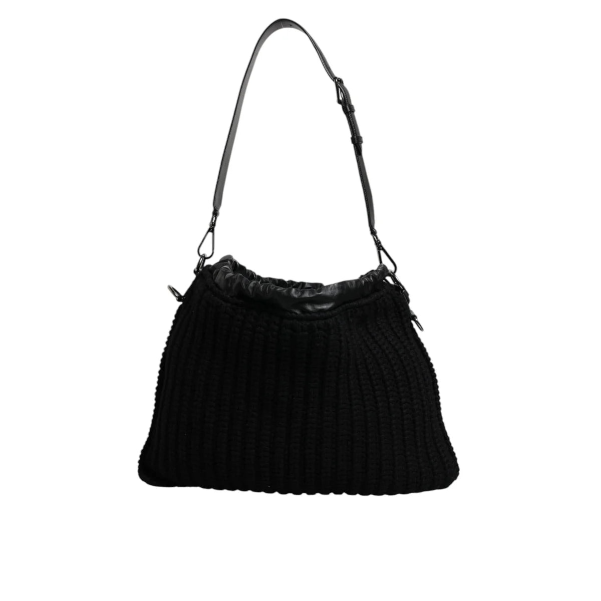 Dolce & Gabbana Black Cashmere Leather Shoulder Bag for Women