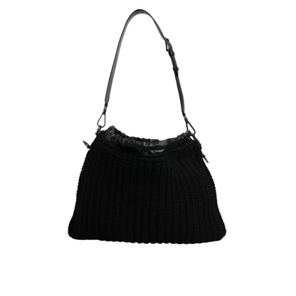 Dolce & Gabbana Black Cashmere Leather Shoulder Bag for Women
