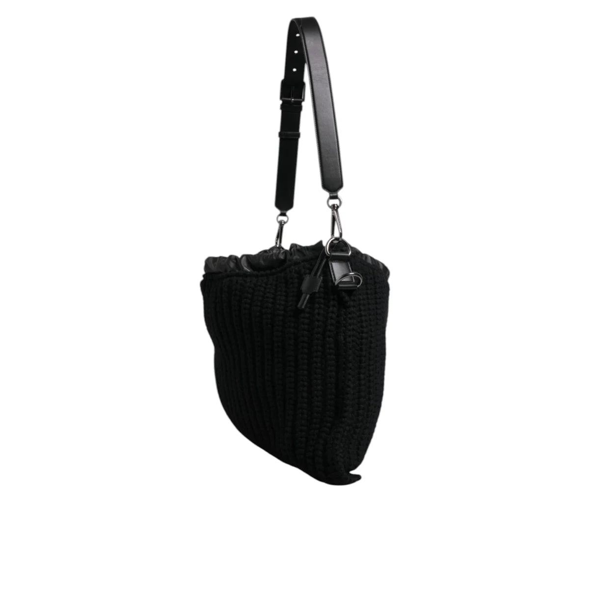 Dolce & Gabbana Black Cashmere Leather Shoulder Bag for Women