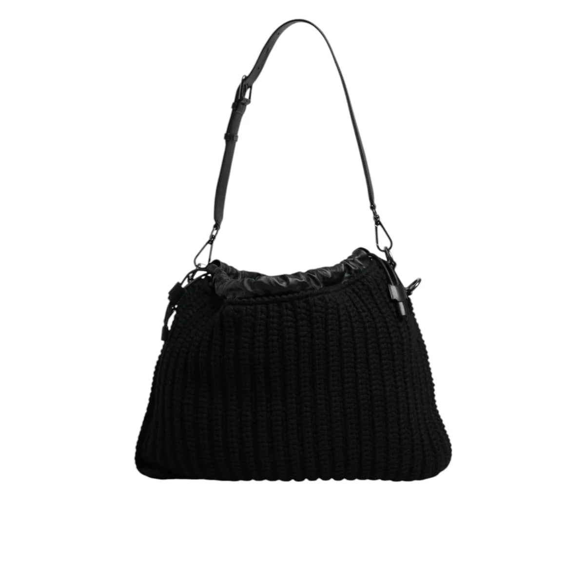 Dolce & Gabbana Black Cashmere Leather Shoulder Bag for Women