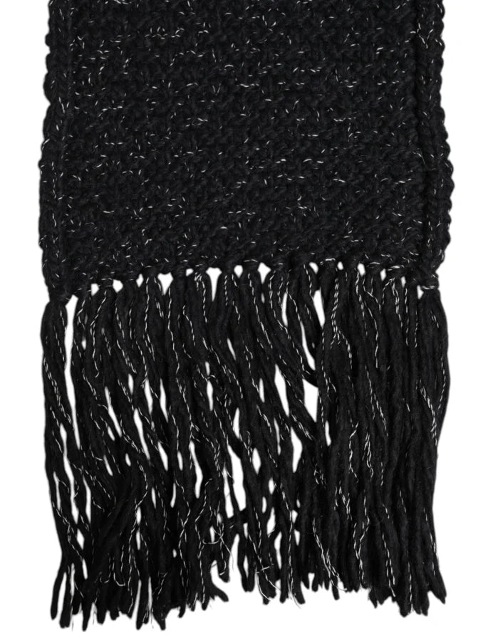 Dolce & Gabbana Black Cashmere Neck Warmer Wrap Shawl Scarf
