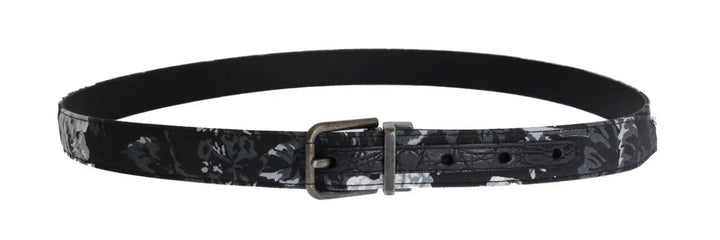 Dolce &amp; Gabbana Black Cayman Linen Leather Belt