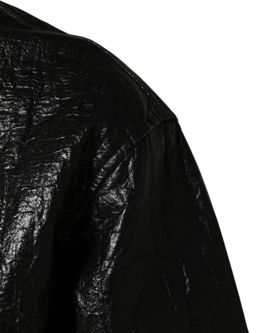 Dolce &amp; Gabbana Black Cellulose Leather FullZip Biker Jacket