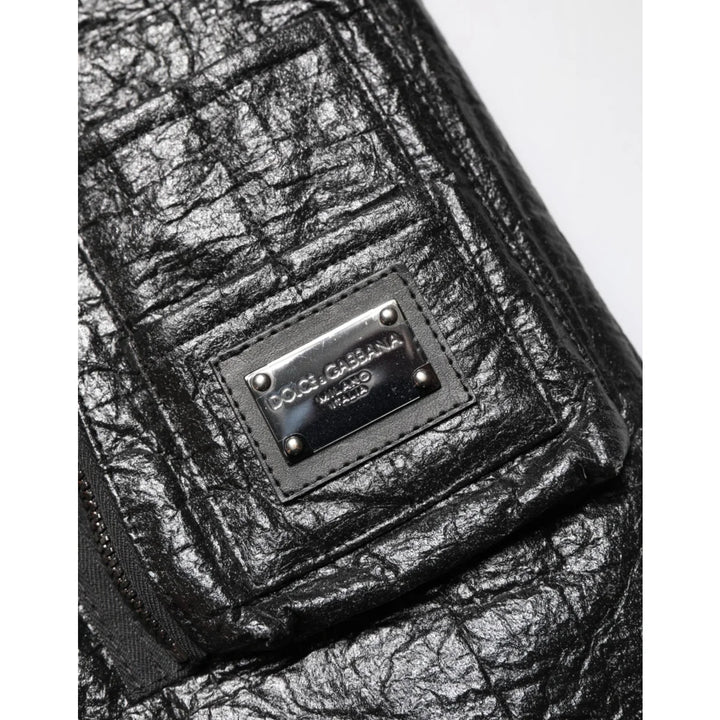 Dolce & Gabbana Black Cellulose Leather FullZip Biker Jacket