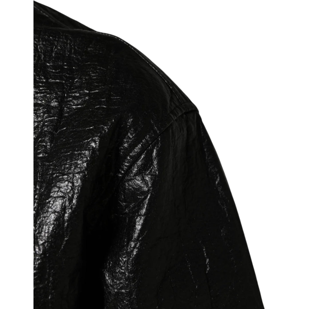 Dolce & Gabbana Black Cellulose Leather FullZip Biker Jacket