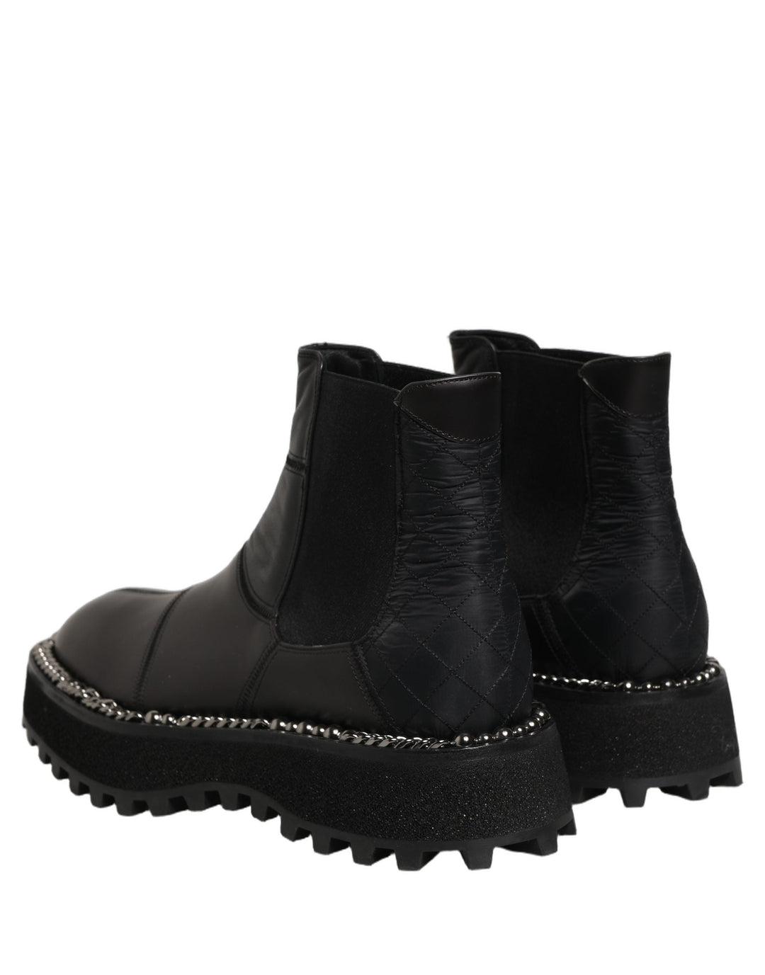 Dolce &amp; Gabbana Black Chelsea Boots Leather Slip on Men Shoes