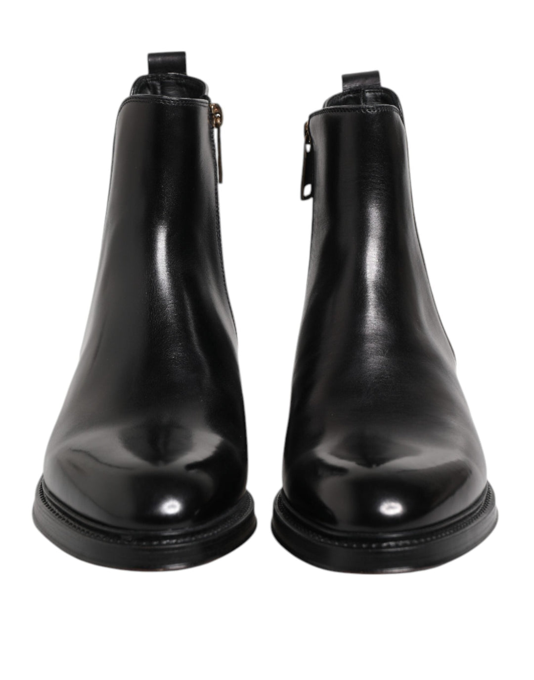 Dolce &amp; Gabbana Black Chelsea Leather Mid Calf Boots Shoes
