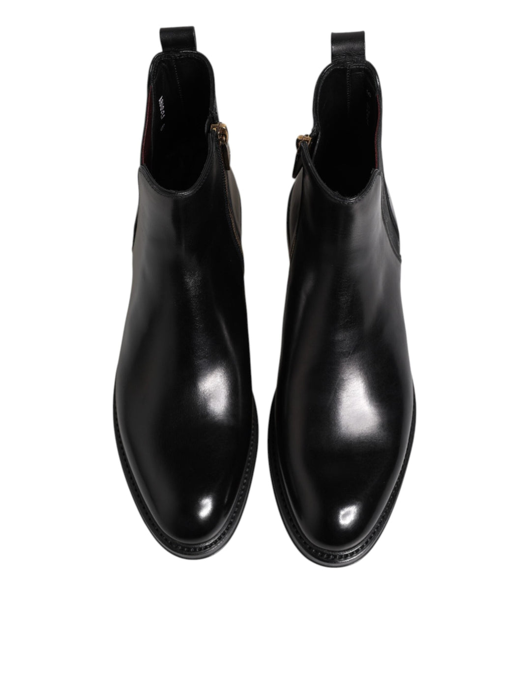 Dolce &amp; Gabbana Black Chelsea Leather Mid Calf Boots Shoes