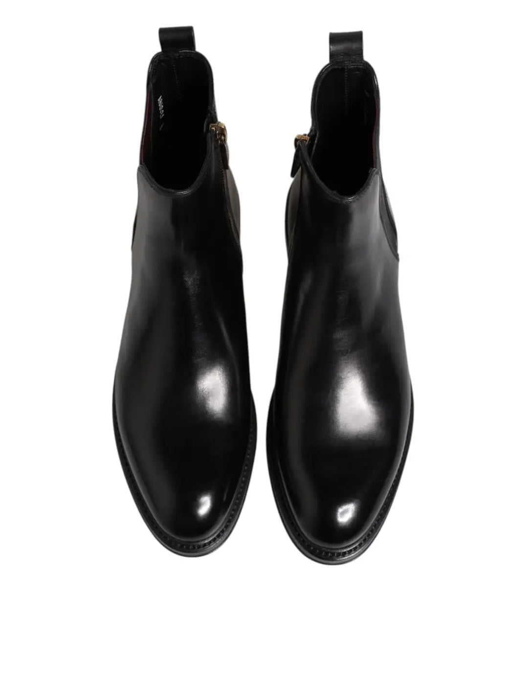 Dolce &amp; Gabbana Black Chelsea Leather Mid Calf Boots Shoes