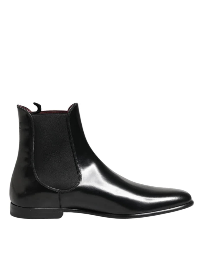 Dolce & Gabbana Black Chelsea Slip On Mid Calf Boots Shoes