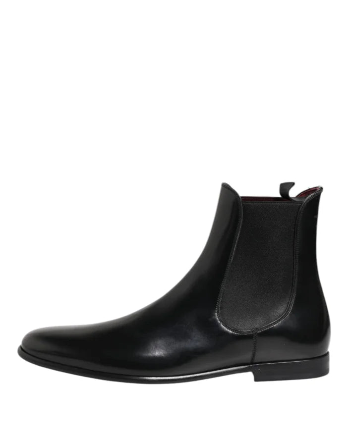 Dolce & Gabbana Black Chelsea Slip On Mid Calf Boots Shoes