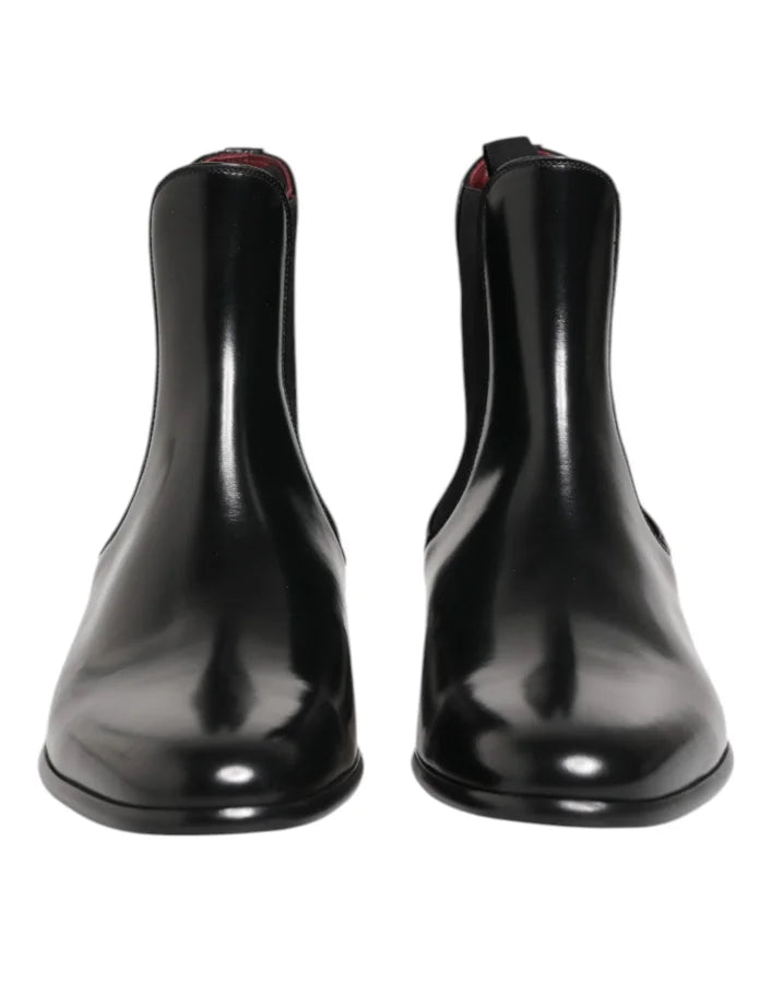 Dolce & Gabbana Black Chelsea Slip On Mid Calf Boots Shoes