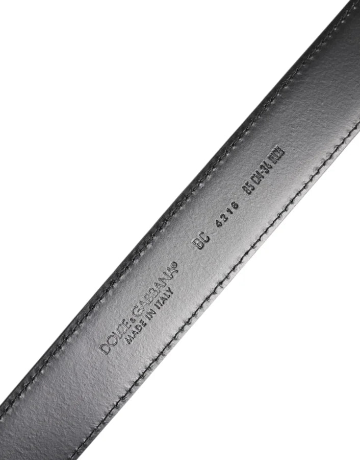 Dolce & Gabbana Black Classic Calf Leather Silver Buckle Belt