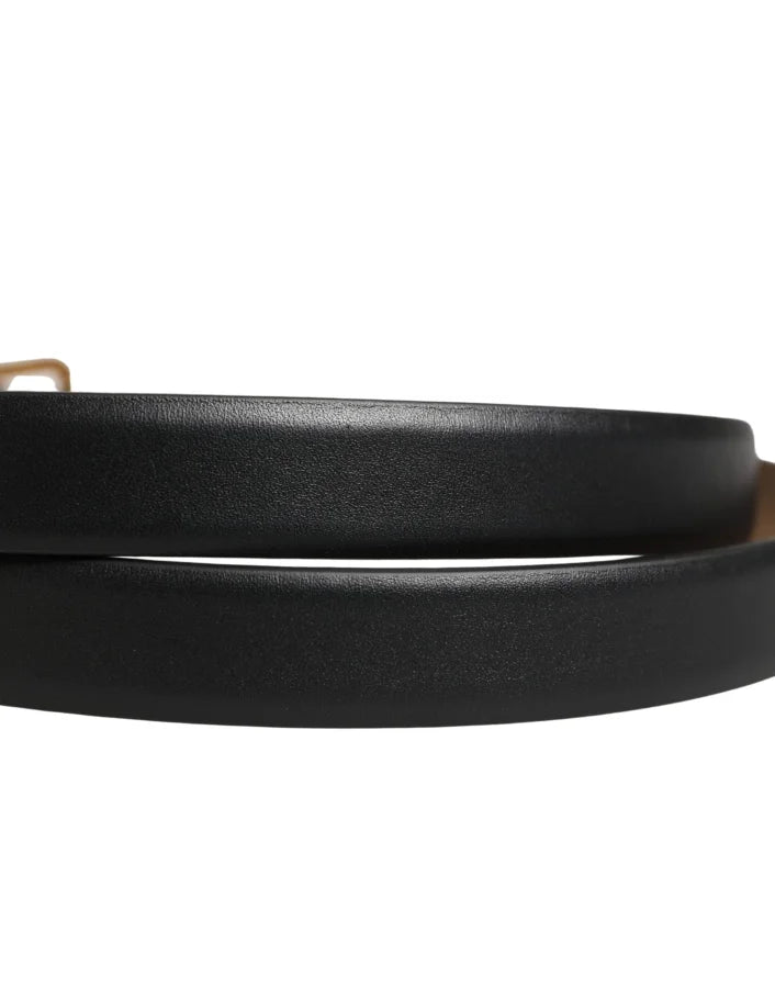 Dolce & Gabbana Black Classic Leather Gold Metal Buckle Belt