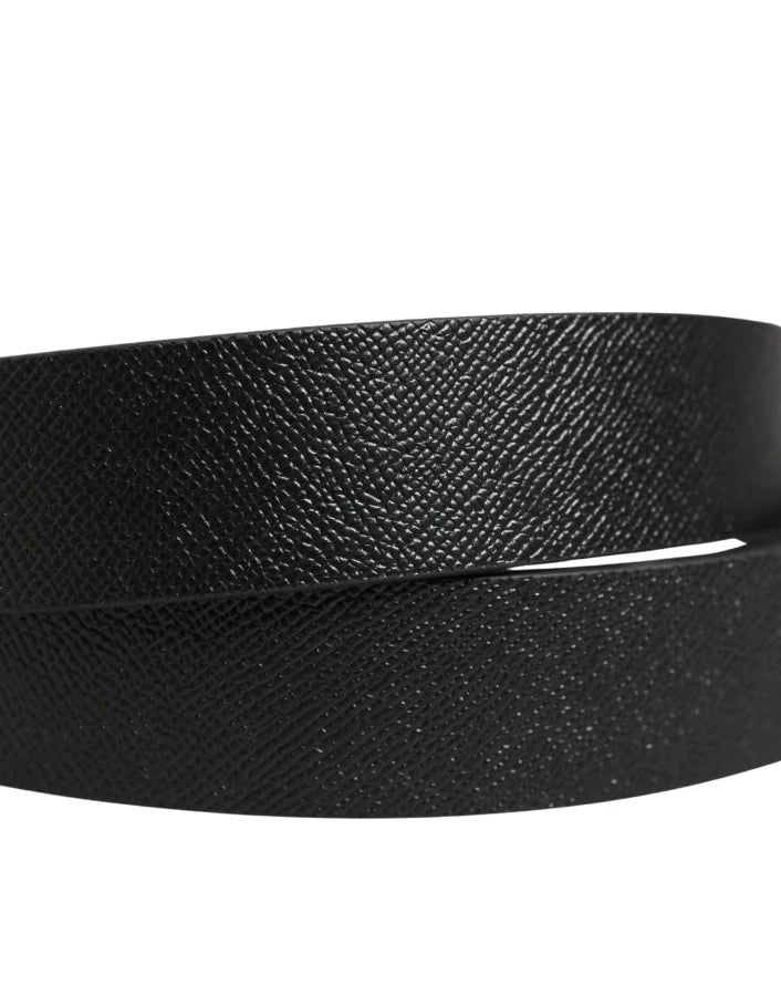 Dolce & Gabbana Black Classic Leather Logo Metal Buckle Belt