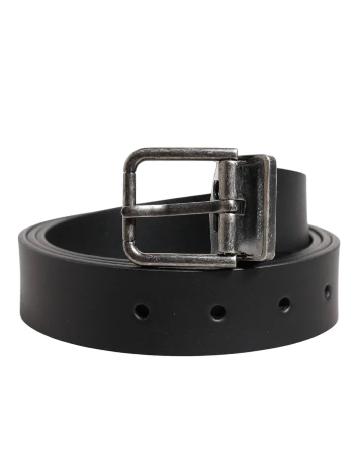 Dolce &amp; Gabbana Black Classic Leather Metal Buckle Belt