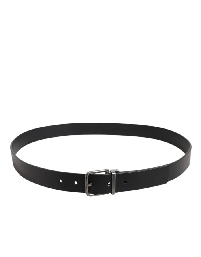 Dolce &amp; Gabbana Black Classic Leather Metal Buckle Belt