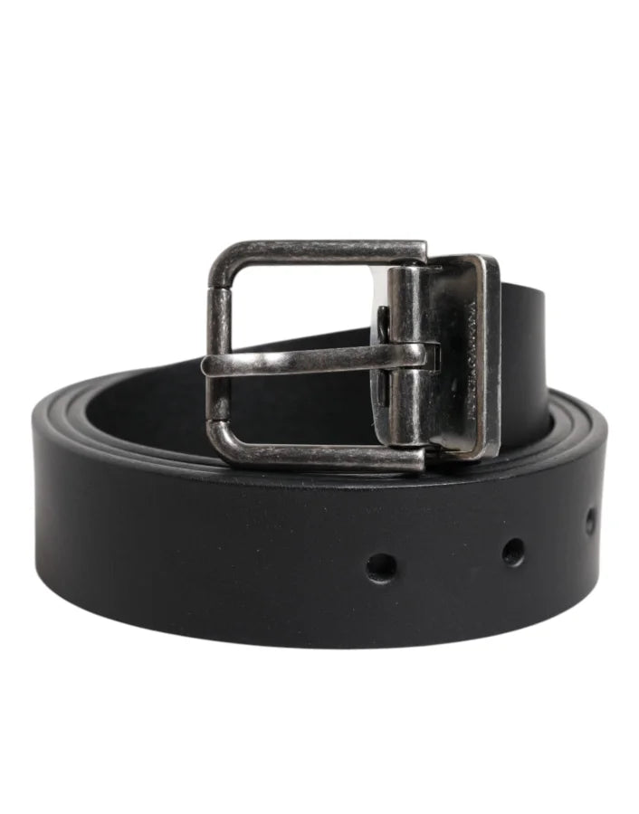 Dolce &amp; Gabbana Black Classic Leather Metal Buckle Belt