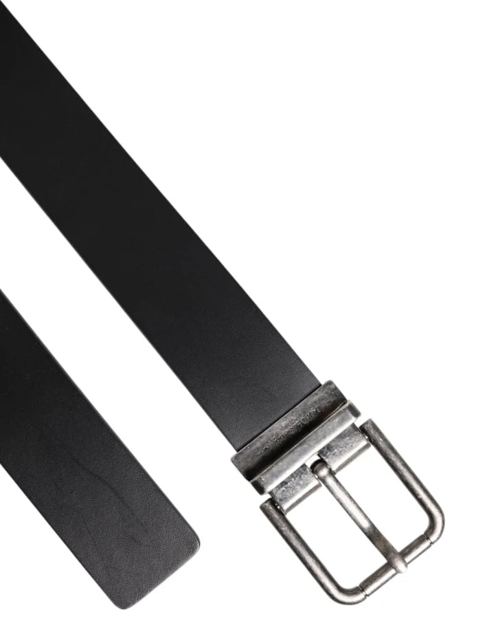 Dolce &amp; Gabbana Black Classic Leather Metal Buckle Belt