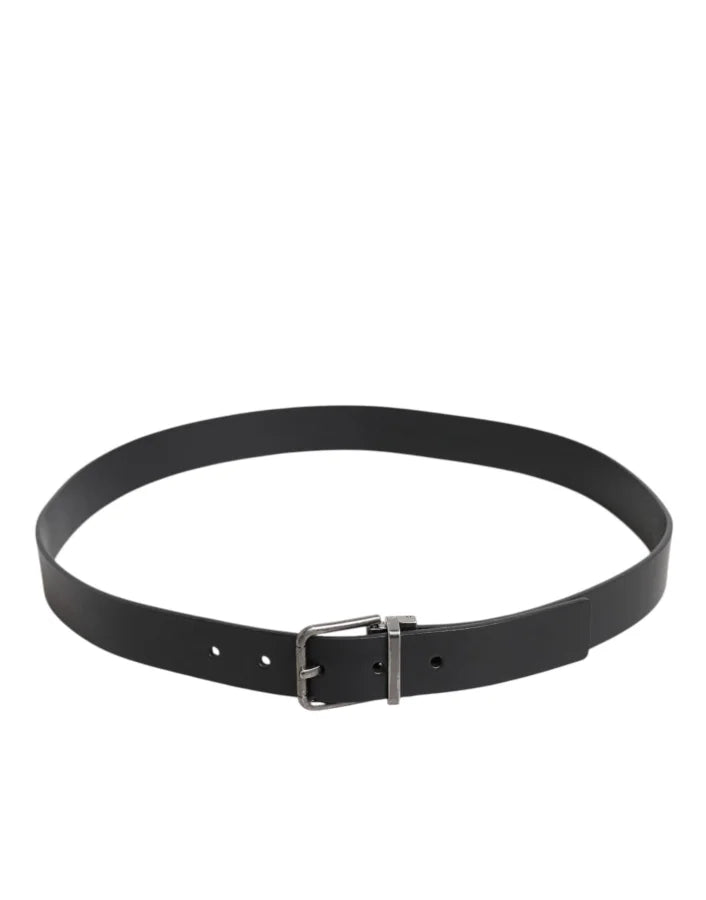 Dolce &amp; Gabbana Black Classic Leather Metal Buckle Belt