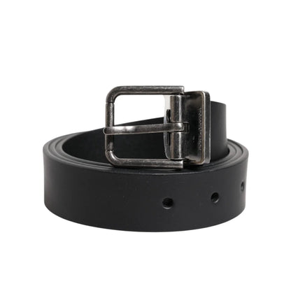 Dolce & Gabbana Black Classic Leather Metal Buckle Belt